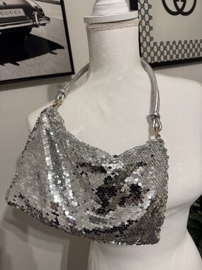 Silver Sequin Shoulder Bag by